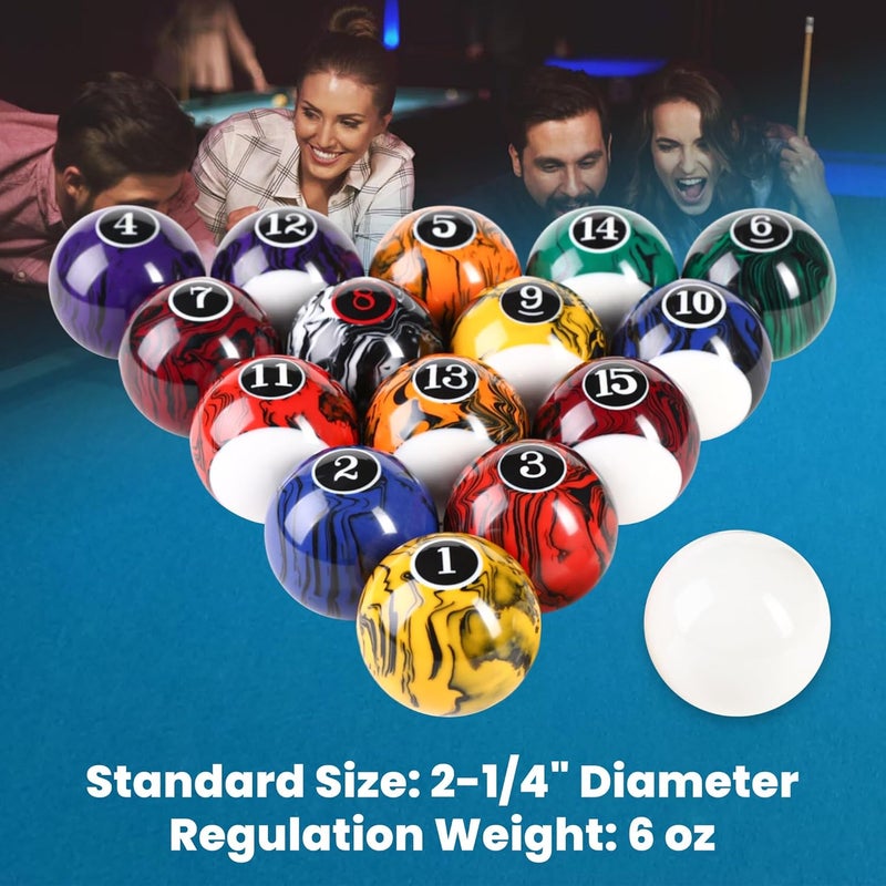 JOLORLY Pool Balls Billiard Set – 2-1/4" Regulation Size, 6 oz Professional Weight, AAA Grade Pure Resin, Pool Table Balls for Tournament, Bar, Game Room & Gifts - Image 3